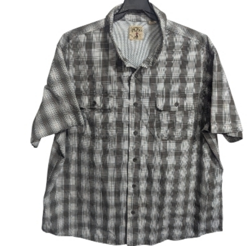 Red head Brand Co. Short Sleeve Shirt Sx 3X Collared Plaid Gray M-014